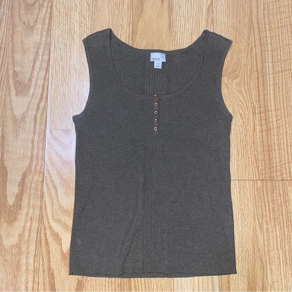 Caslon Brown Tank Top Petite Medium